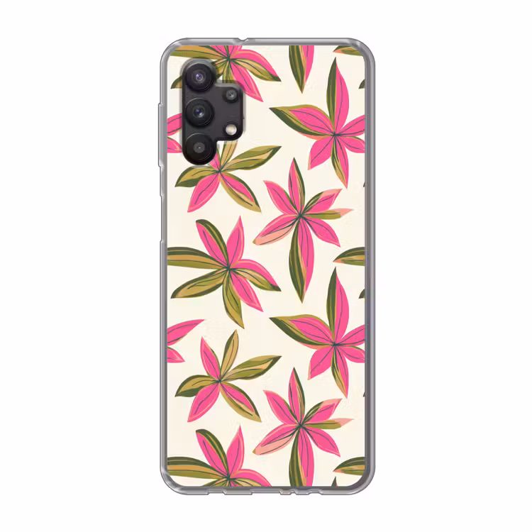 Tropisch - Bloem - Roze Telefoonhoesje Samsung Galaxy A32 5G klein 346 -3d