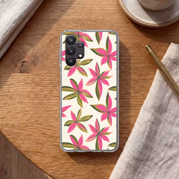 Tropisch - Bloem - Roze Telefoonhoesje Samsung Galaxy A32 5G klein 346 -sfeer1