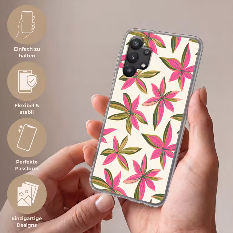 Tropisch - Bloem - Roze Telefoonhoesje Samsung Galaxy A32 5G klein 346 -sfeer3_DE