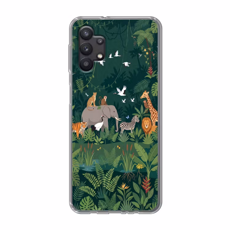 Tropisch - Jungle - Groen Telefoonhoesje Samsung Galaxy A32 5G klein -3d