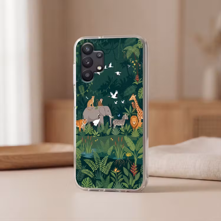 Tropisch - Jungle - Groen Telefoonhoesje Samsung Galaxy A32 5G klein -sfeer2