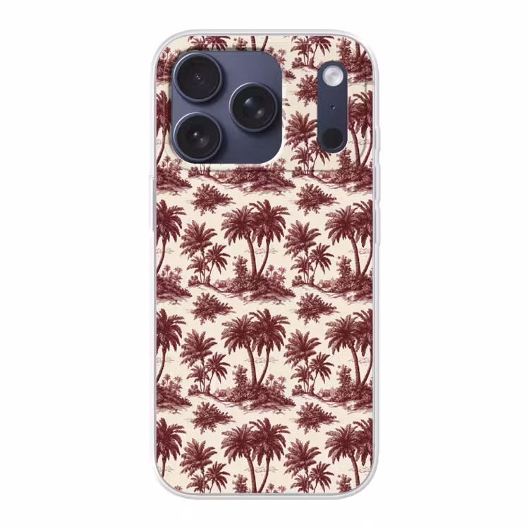Tropisch - Geometrisch - Bordeauxrood Telefoonhoesje iPhone 17 Pro klein 878 -3d