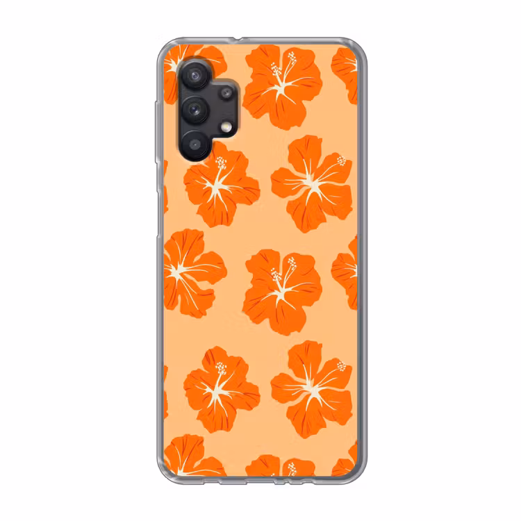 Tropisch - Hibiscus - Oranje Telefoonhoesje Samsung Galaxy A32 5G klein 346 -3d