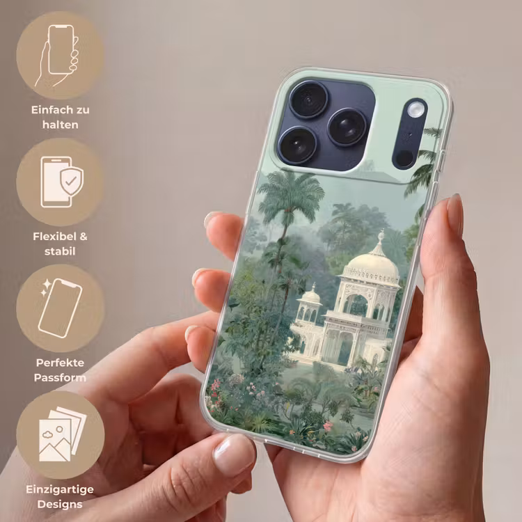 Tropische tuin - Koepelgebouw - Bloemen Telefoonhoesje iPhone 17 Pro klein -sfeer3_DE