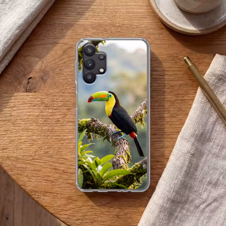 Toekan - Jungle - Natuur - Kleurrijk Telefoonhoesje Samsung Galaxy A32 5G klein -sfeer1