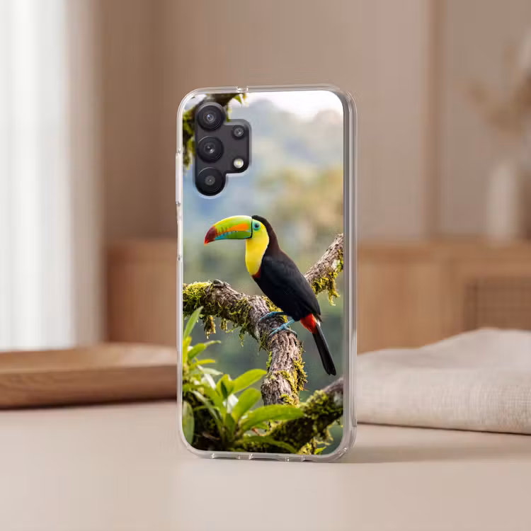 Toekan - Jungle - Natuur - Kleurrijk Telefoonhoesje Samsung Galaxy A32 5G klein -sfeer2
