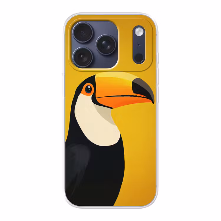 Toekan - Minimalistisch - Snavel - Oranje Telefoonhoesje iPhone 17 Pro klein -3d