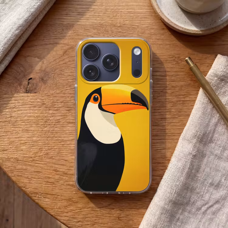 Toekan - Minimalistisch - Snavel - Oranje Telefoonhoesje iPhone 17 Pro klein -sfeer1