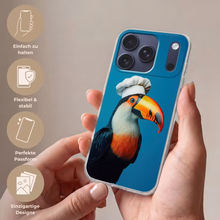 Toekan - Papegaai - Vogel - Koksmuts Telefoonhoesje iPhone 17 Pro klein -sfeer3_DE