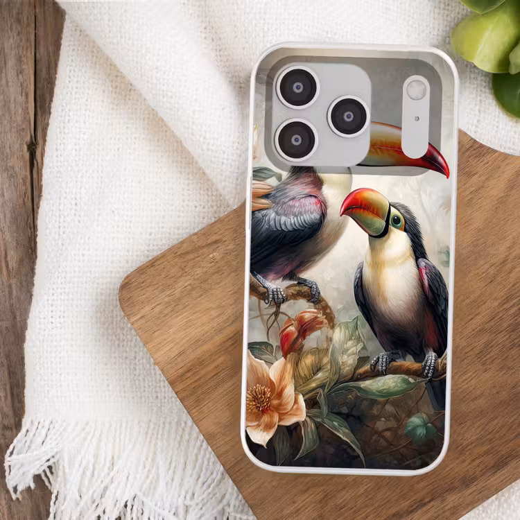 Toekan - Vogels - Bloemen - Jungle Telefoonhoesje iPhone 17 Pro klein -sfeer1