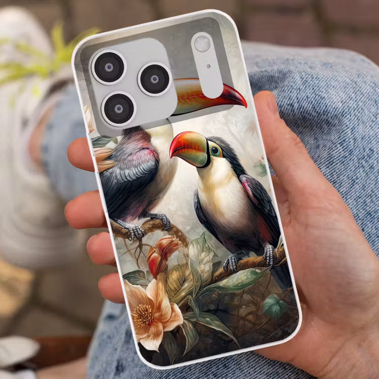 Toekan - Vogels - Bloemen - Jungle Telefoonhoesje iPhone 17 Pro klein -sfeer2