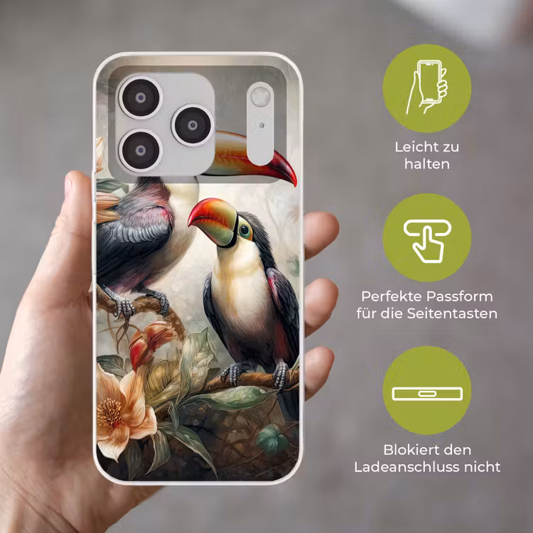 Toekan - Vogels - Bloemen - Jungle Telefoonhoesje iPhone 17 Pro klein -sfeer3_DE
