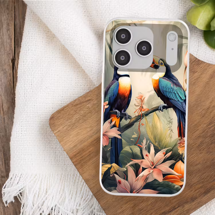 Toekan - Vogels - Bloemen - Natuur - Jungle Telefoonhoesje iPhone 17 Pro klein -sfeer1