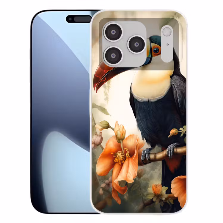 Toekan - Vogel - Bloemen - Planten Telefoonhoesje iPhone 17 Pro klein -3d