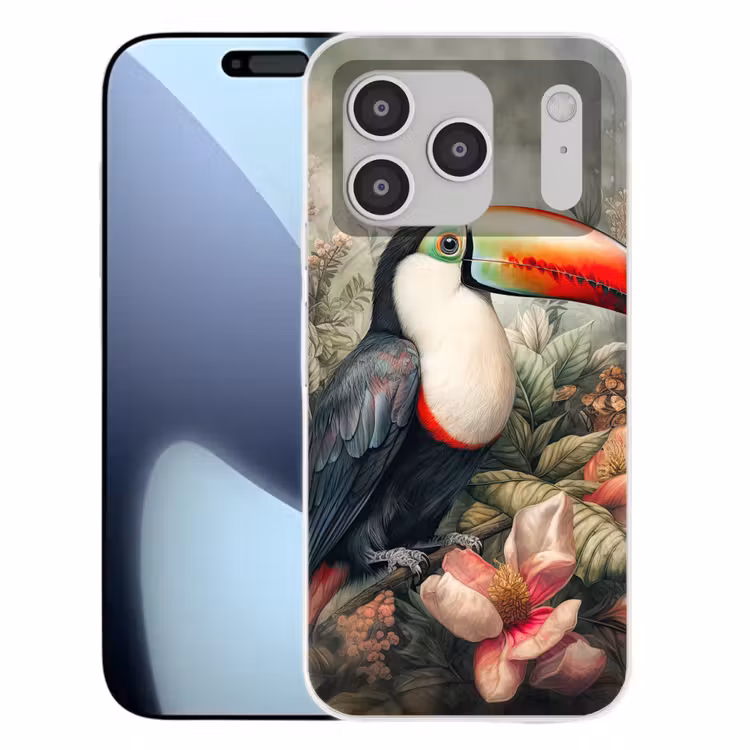 Toekan - Vogels - Bloemen - Planten - Tropisch Telefoonhoesje iPhone 17 Pro klein -3d