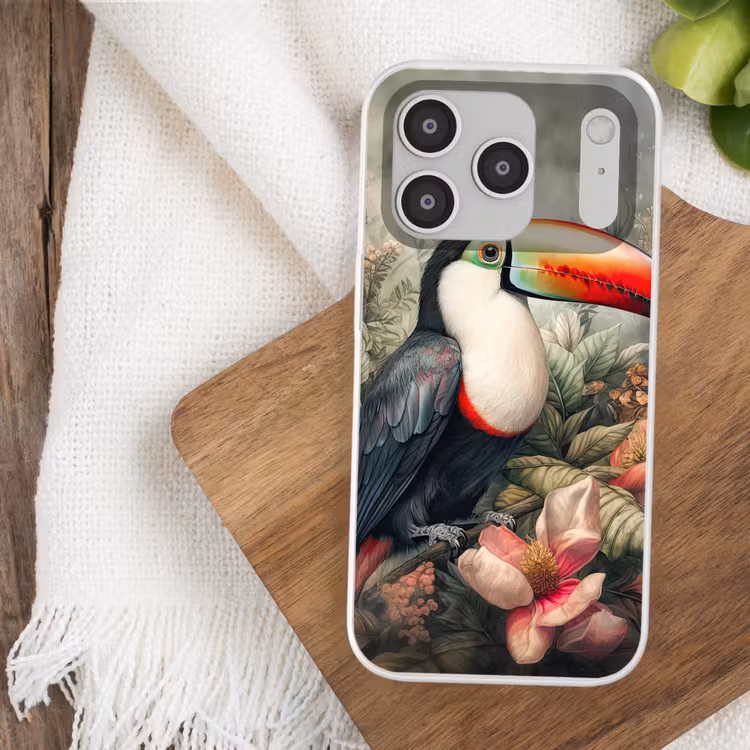 Toekan - Vogels - Bloemen - Planten - Tropisch Telefoonhoesje iPhone 17 Pro klein -sfeer1