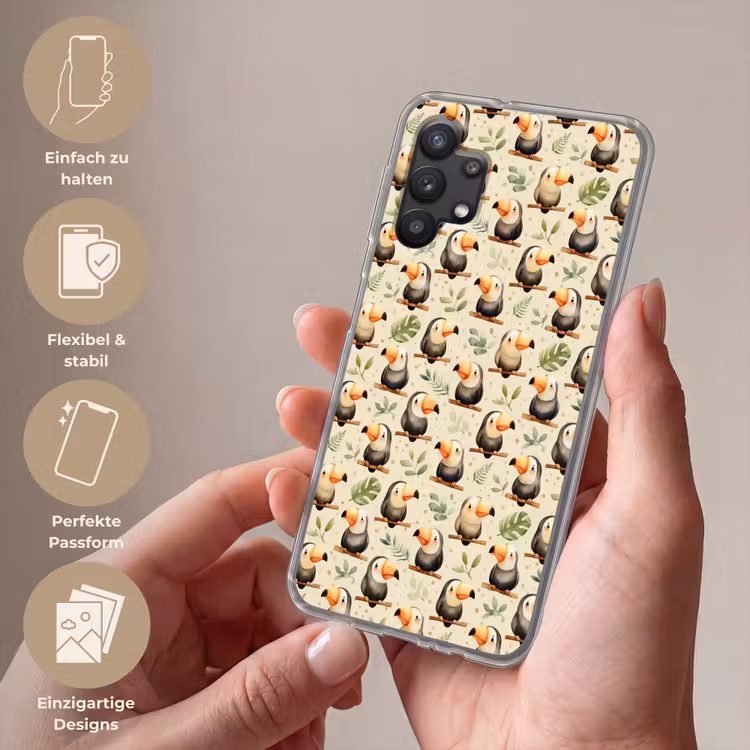 Toekans - Exotisch - Kleurrijk Telefoonhoesje Samsung Galaxy A32 5G klein 346 -sfeer3_DE