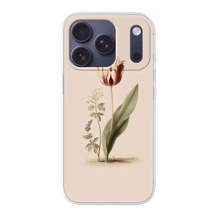 Tulp - Minimalistisch - Beige Telefoonhoesje iPhone 17 Pro klein -3d