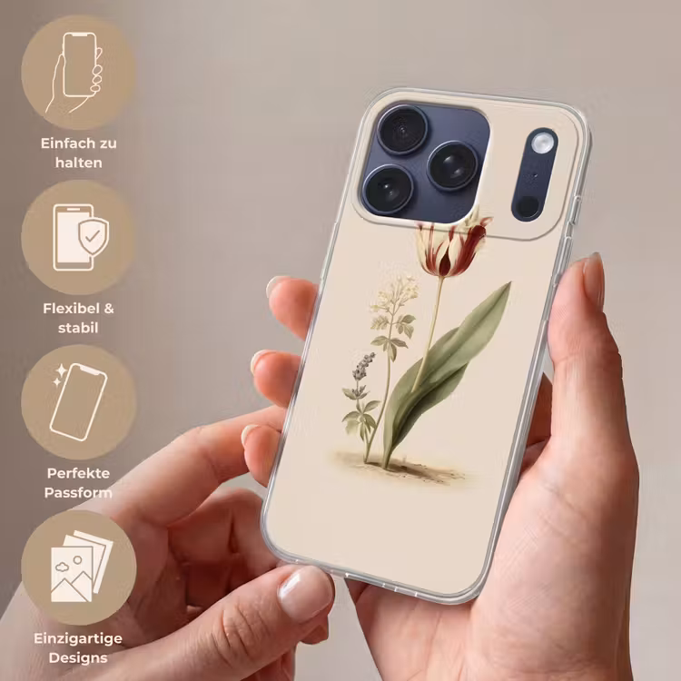 Tulp - Minimalistisch - Beige Telefoonhoesje iPhone 17 Pro klein -sfeer3_DE
