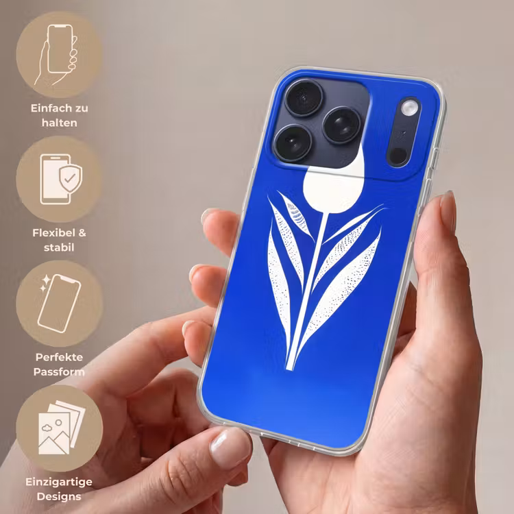 Tulp - Minimalistisch - Bladeren - Wit Telefoonhoesje iPhone 17 Pro klein -sfeer3_DE