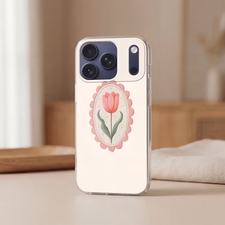 Tulp - Lijst - Ovaal - Illustratie Telefoonhoesje iPhone 17 Pro klein -sfeer2