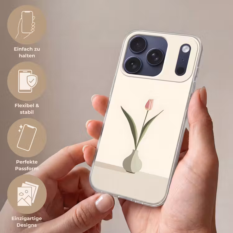 Tulp - Vaas - Beige Telefoonhoesje iPhone 17 Pro klein -sfeer3_DE