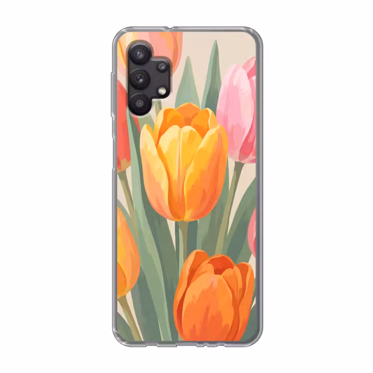 Tulpen - Abstract - Kleurrijk Telefoonhoesje Samsung Galaxy A32 5G klein -3d