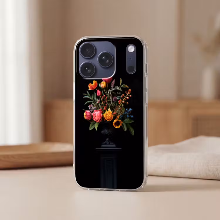 Tulpen - Bessen - Boeket - Vaas Telefoonhoesje iPhone 17 Pro klein -sfeer2