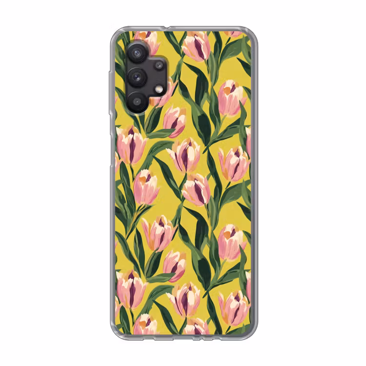 Tulpen - Botanisch - Geel Telefoonhoesje Samsung Galaxy A32 5G klein 346 -3d