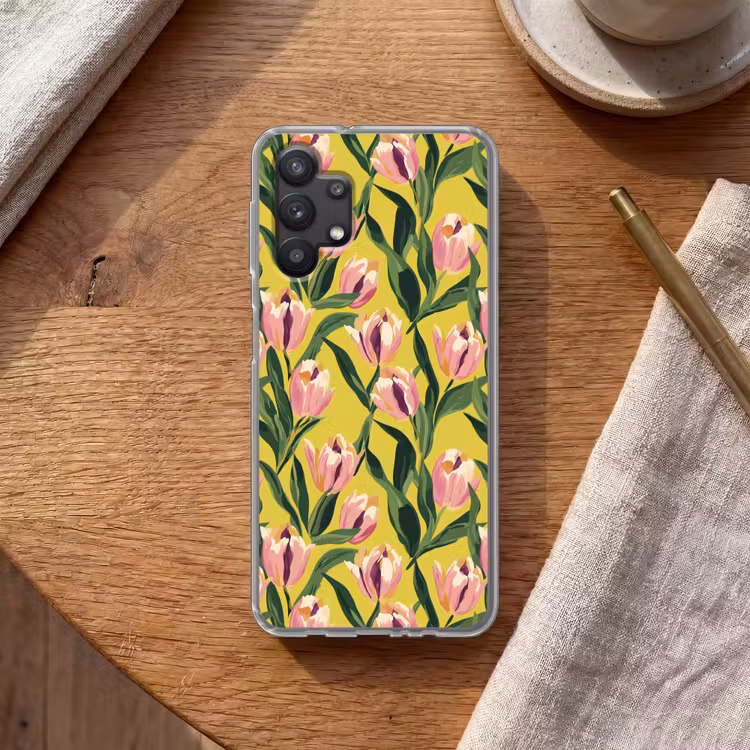 Tulpen - Botanisch - Geel Telefoonhoesje Samsung Galaxy A32 5G klein 346 -sfeer1