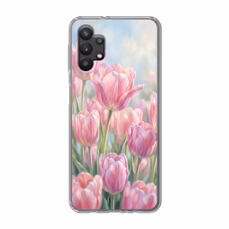 Tulpen - Veld - Lente - Roze Telefoonhoesje Samsung Galaxy A32 5G klein -3d