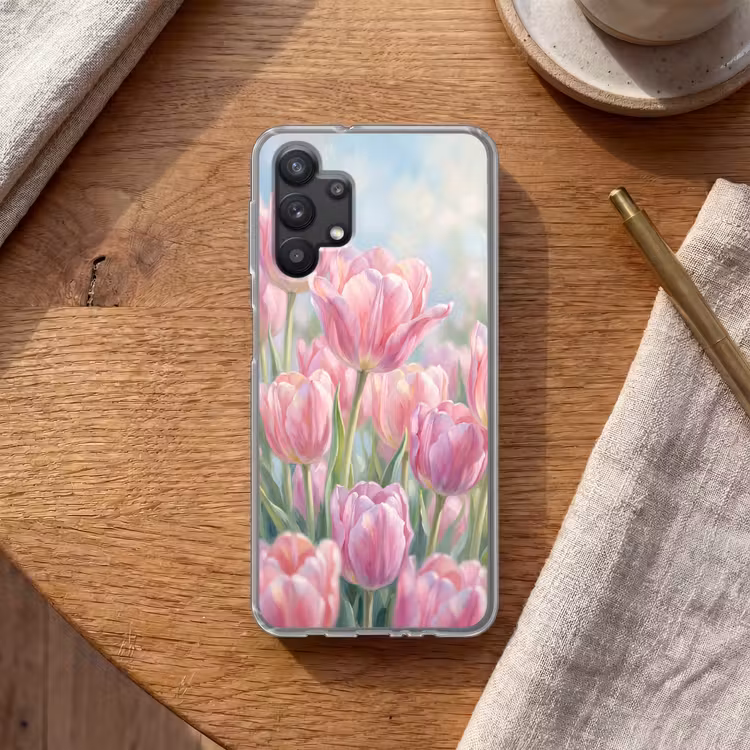 Tulpen - Veld - Lente - Roze Telefoonhoesje Samsung Galaxy A32 5G klein -sfeer1