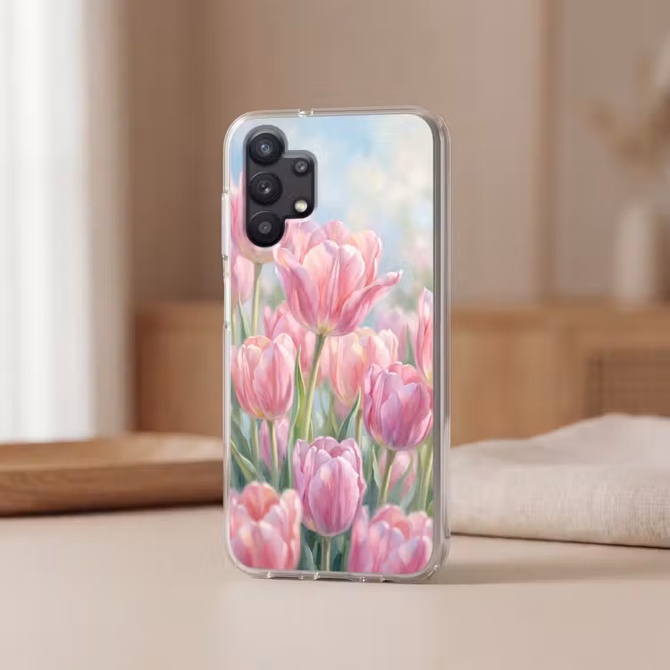Tulpen - Veld - Lente - Roze Telefoonhoesje Samsung Galaxy A32 5G klein -sfeer2