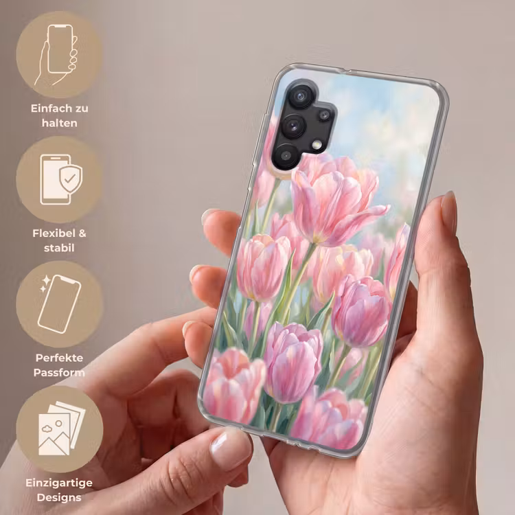 Tulpen - Veld - Lente - Roze Telefoonhoesje Samsung Galaxy A32 5G klein -sfeer3_DE