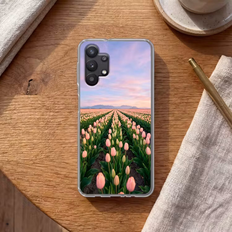 Tulpen - Landschap - Roze Telefoonhoesje Samsung Galaxy A32 5G klein -sfeer1