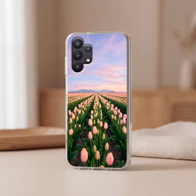 Tulpen - Landschap - Roze Telefoonhoesje Samsung Galaxy A32 5G klein -sfeer2