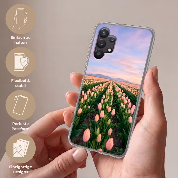 Tulpen - Landschap - Roze Telefoonhoesje Samsung Galaxy A32 5G klein -sfeer3_DE