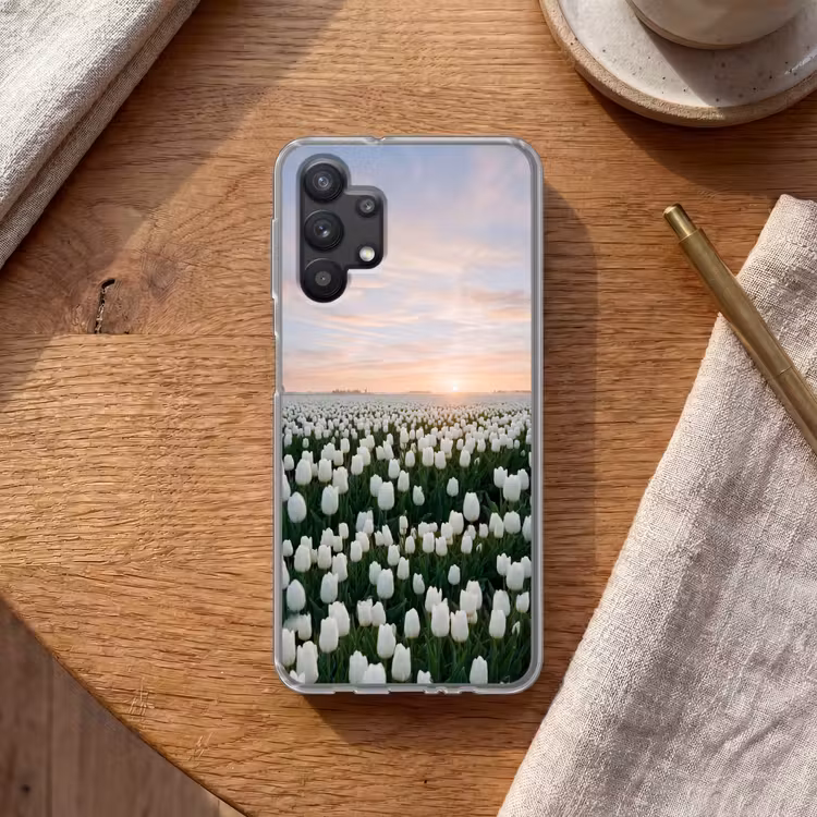 Tulpen - Landschap - Wit Telefoonhoesje Samsung Galaxy A32 5G klein -sfeer1