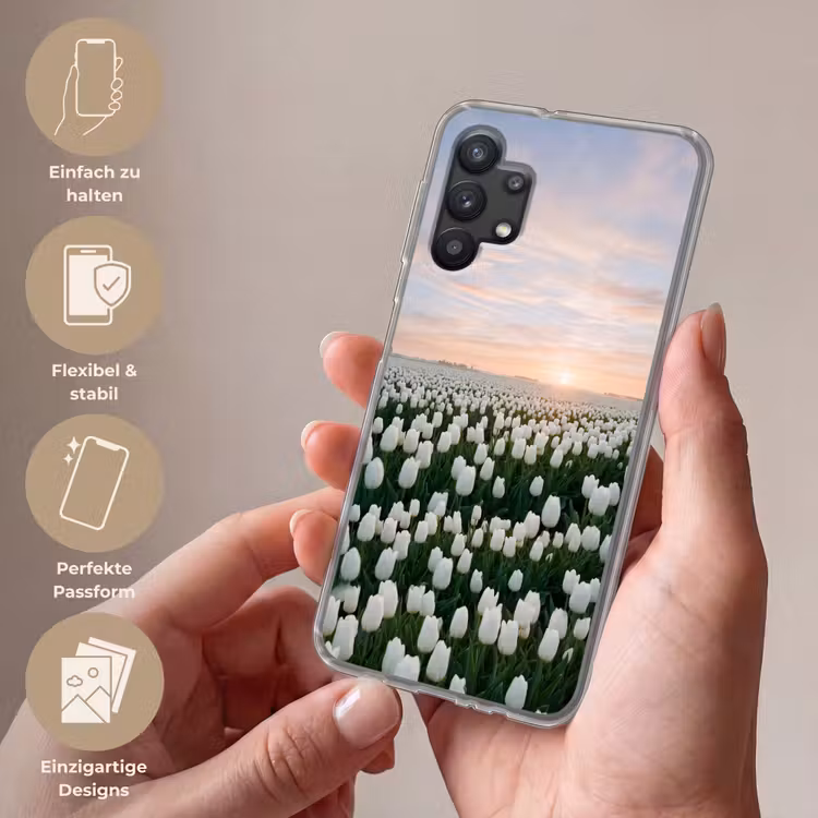 Tulpen - Landschap - Wit Telefoonhoesje Samsung Galaxy A32 5G klein -sfeer3_DE