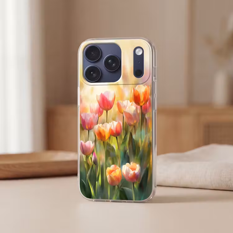 Tulpen - Sprookjesachtig - Kleurrijk Telefoonhoesje iPhone 17 Pro klein -sfeer2
