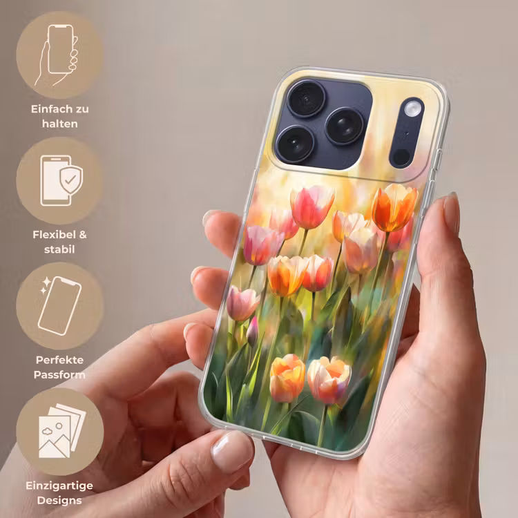 Tulpen - Sprookjesachtig - Kleurrijk Telefoonhoesje iPhone 17 Pro klein -sfeer3_DE