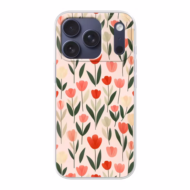 Tulpen - Modern - Roze Telefoonhoesje iPhone 17 Pro klein -3d