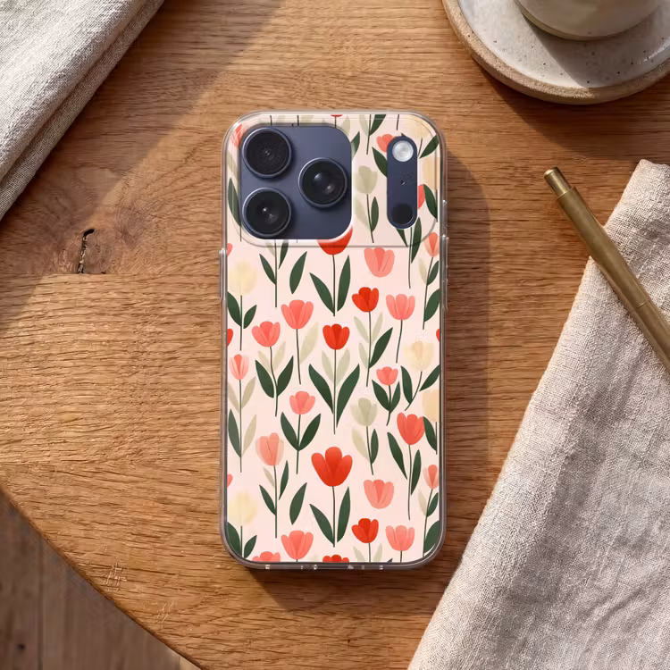 Tulpen - Modern - Roze Telefoonhoesje iPhone 17 Pro klein -sfeer1