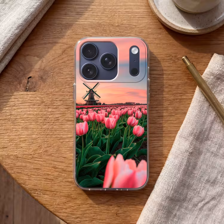 Tulpen - Molen - Nederland Telefoonhoesje iPhone 17 Pro klein -sfeer1