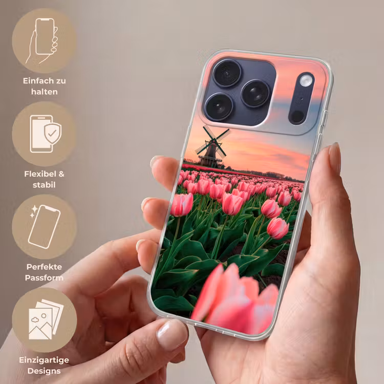 Tulpen - Molen - Nederland Telefoonhoesje iPhone 17 Pro klein -sfeer3_DE