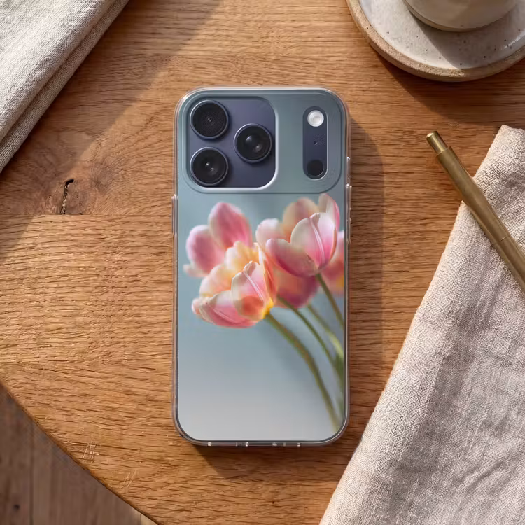 Tulpen - Roze - Stelen Telefoonhoesje iPhone 17 Pro klein -sfeer1