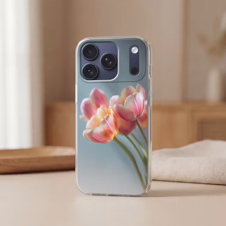 Tulpen - Roze - Stelen Telefoonhoesje iPhone 17 Pro klein -sfeer2