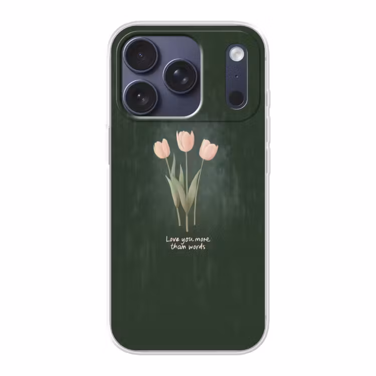 Tulpen - Roze - Tekst - Love Telefoonhoesje iPhone 17 Pro klein -3d