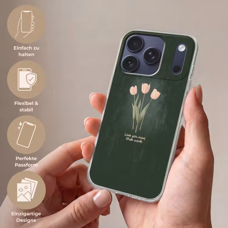 Tulpen - Roze - Tekst - Love Telefoonhoesje iPhone 17 Pro klein -sfeer3_DE