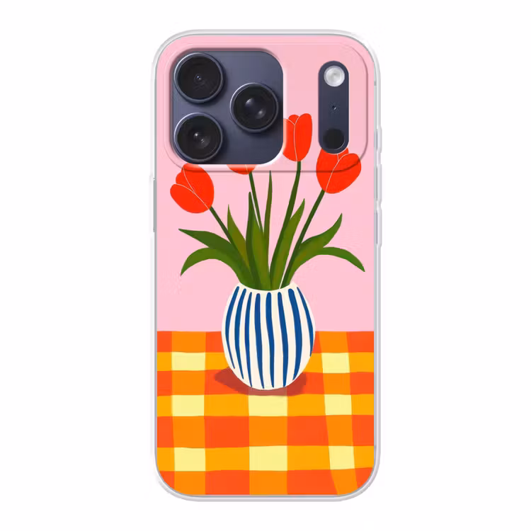 Tulpen - Roze - Vaas Telefoonhoesje iPhone 17 Pro klein -3d